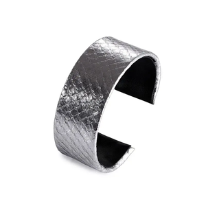 Brazalete ajustable de cuero con estampado de piel de serpiente pitón para hombre, joyería de moda, brazalete de cuero con patrón de forma de serpiente - Product Image 6