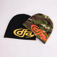 Op maat gemaakte logo reversibele camouflage jacquard gebreide Y2K streetwear hiphop heren dames wintermuts van hoge kwaliteit