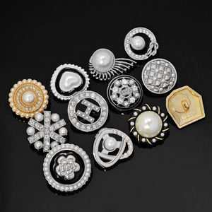KUNSHUO <b>Button</b> Factory Rhinestones women Clothes Clothing Coat Shank Metal Flower Custom lady pearl <b>button</b> for ladies Clothes - Product Image 6