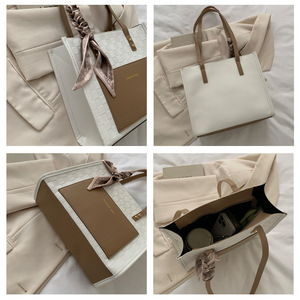 Sac fourre-tout grande capacité pour femme, vente chaude en gros d'usine, avec sac à livres en soie tendance pour étudiante - Product Image 5