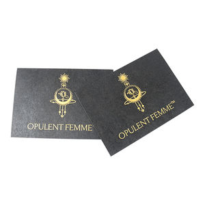Cartes de remerciement noires élégantes et luxueuses au design populaire avec logo estampé à chaud en or sur papier d'art pour cadeaux d'entreprise formels - Product Image 3