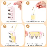 Peigne applicateur d'huile capillaire translucide avec logo personnalisé, application précise, rechargeable, sans désordre, sans gaspillage, masseur de cuir chevelu