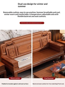 Set <span class=keywords><strong>di</strong></span> Divani <span class=keywords><strong>in</strong></span> <span class=keywords><strong>Legno</strong></span> Massello Huali, Stile Classico Cinese Intagliato, Doppio Uso Inverno-Estate, <span class=keywords><strong>in</strong></span> Palissandro per Arredamento Villa e Soggiorno, Alta Densità - Product Image 3