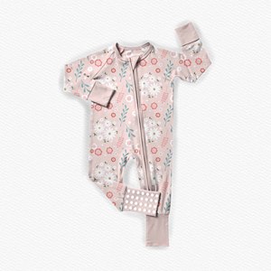 Tutina <span class=keywords><strong>con</strong></span> Zip per Neonati, Pagliaccetto a Maniche Lunghe <span class=keywords><strong>con</strong></span> Stampa Floreale e <span class=keywords><strong>Dinosauri</strong></span>, Suole Antiscivolo, <span class=keywords><strong>Pigiama</strong></span> in Bambù - Product Image 3