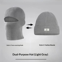 Masque Balaclava intégral 2 en 1 Bonnet d'hiver en tricot chaud Coupe-vent Casquette tactique de sport