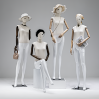 Mannequin féminin avec buste recouvert de tissu, bras articulés en bois massif, mannequin en fibre de verre pour l'affichage en magasin de vêtements