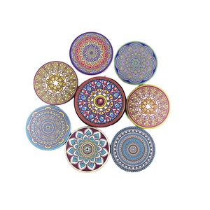 Sous-verres en céramique à motif <span class=keywords><strong>mandala</strong></span> nordique Isolation thermique à la lumière vive Tapis de logo personnalisables avec coussinets en <span class=keywords><strong>feutre</strong></span> pour usage domestique - Product Image 3