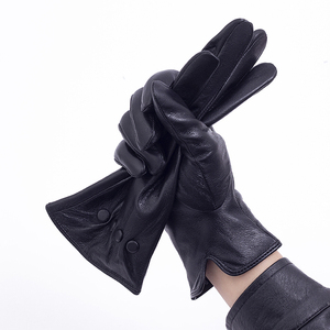 Guantes de cuero con puños elásticos para conducir resistentes al frío de fábrica china para mujer - Product Image 5