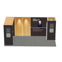 Stand d'exposition modulaire à cadre ouvert personnalisé avec mur arrière à double face en tissu et caisson lumineux graphique