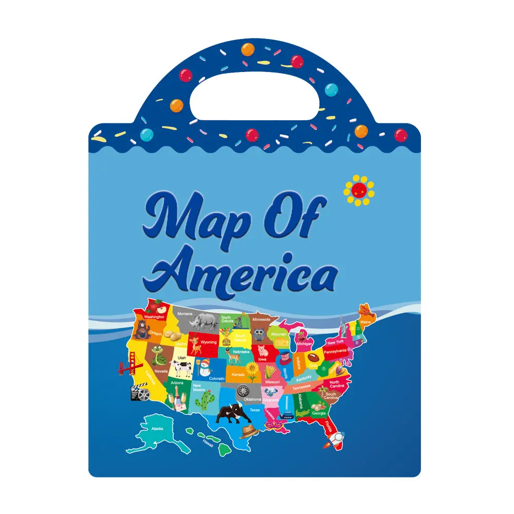 كتاب الملصقات جيلي، قابل لإعادة الاستخدام لبطاقة أمريكا كتاب ملصقات للأطفال، ملصقات قابلة للغسل للأطفال في سن الحبو هدية للأطفال