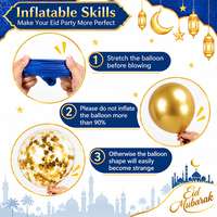 Kit de Décoration de Fête Islamique avec Ballons en Latex, Arche de Ballons Eid Mubarak, Ballons en Latex Lune et Étoile, Toile de Fond à Motif Château