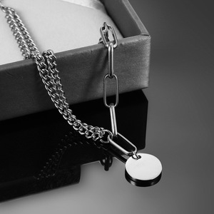 Bracelet à double chaîne tendance, 14 mm, acier doré, design géométrique, unisexe, bijoux cadeau - Product Image 2