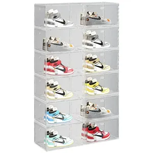 <span class=keywords><strong>Caja</strong></span> <span class=keywords><strong>de</strong></span> <span class=keywords><strong>Zapatos</strong></span> Apilable <span class=keywords><strong>de</strong></span> Plástico Transparente con Cierre Magnético en la Puerta Frontal y Lateral <span class=keywords><strong>para</strong></span> Organizar y Guardar Zapatillas - Product Image 5
