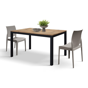 โต๊ะอาหารไม้โอ๊คแบบขยายได้ 140x80 ซม. ฐานเหล็กสีดำ สำหรับใช้ภายใน - Product Image 3
