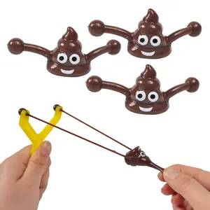 Novelty Catapult Slingshot Sticky Flying Poop Ejection Kids Toy Funny Smiling Poop Face Emoticon Launcher Fidget Toy