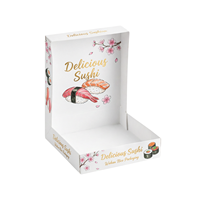 Grande boîte à sushi personnalisée en carton bois foncé, modèle Moderno, avec plateau à compartiments pour crêpes, tacos, livraison et fêtes