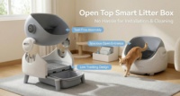 Bac à litière semi-automatique autonettoyant pour chats - Modèle ouvert 65L avec Wi-Fi et application Tuya, nettoyage facile, écologique et silencieux