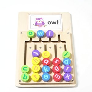 Jeu éducatif de <span class=keywords><strong>labyrinthe</strong></span> de mots d'orthographe en bois Aides pédagogiques Voyelle anglaise Jouets éducatifs <span class=keywords><strong>Alphabet</strong></span> interactif Tableau de table à <span class=keywords><strong>lettres</strong></span> - Product Image 4