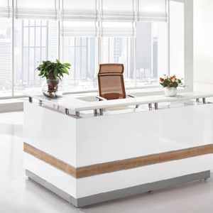 China Supply White Modern Wooden Reception <b>Desks</b> Counter Office Hotel Spa Beauty Salon Reception <b>Desk</b> Front - Product Image 6