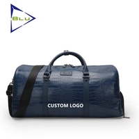 Sac de voyage BLU en cuir de crocodile pour homme, sac de sport, sac de week-end, sac de voyage personnalisé en cuir