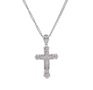 Collier pendentif croix Hip Hop pour homme, plaqué or et argent, serti de pierres, avec chaîne tennis – Cadeau idéal au meilleur prix - Product Image 2