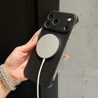 Casing Ponsel Magnetik Tanpa Bingkai dengan Disipasi Panas Kulit Buatan untuk Seri iPhone 18 Promax, Pelindung Ponsel