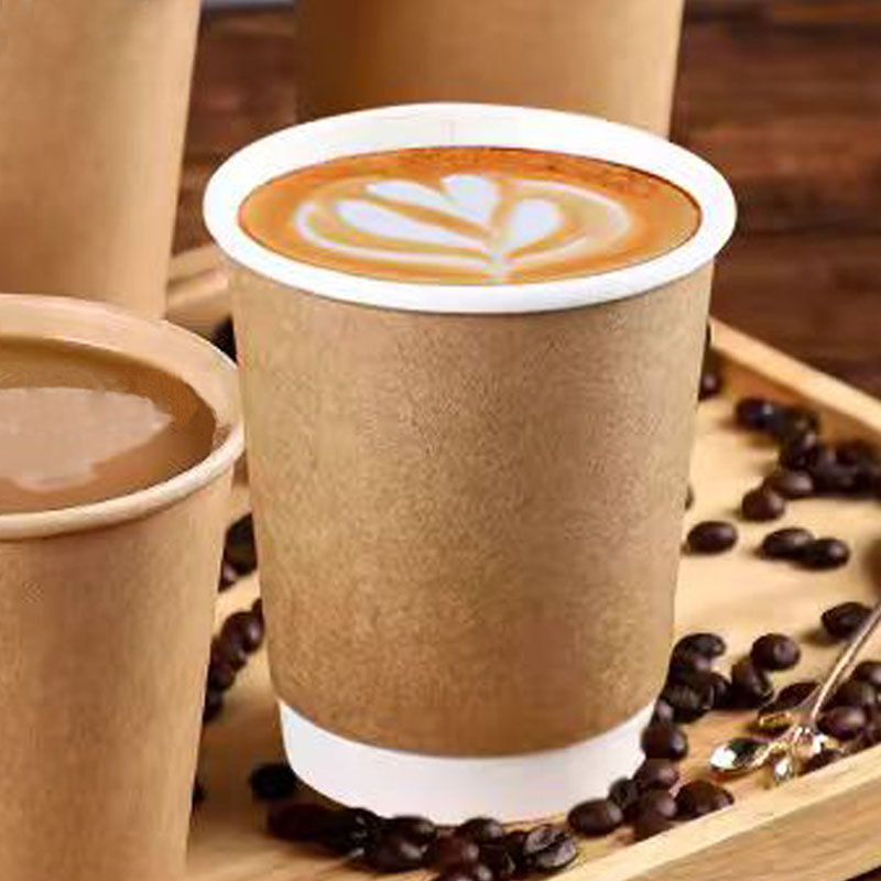 MOQ 500pcs 10oz Biodegradable Double Wall Disposable Hot Cold Drink Coffee Bar Catering Restaurant Ice Cream Paper Cup