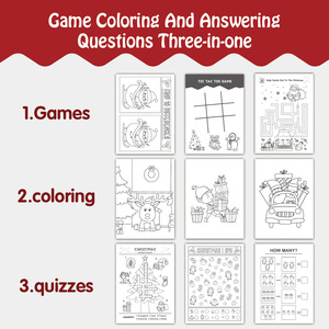 Festive Illustrations 8 Pack Games Quizzes Festive Fun Merry Christmas Coloring <b>Books</b> for Kids <b>Holiday</b> Activity Gift - Product Image 5