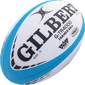 Gilbert Ballon d'entraînement de rugby G-TR4000 Bleu Technologie TRI Grip Ballon d'entraînement de rugby cousu