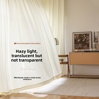 Voilages de chambre à coucher style français pour lucarne, en chenille, avec décoration intégrée, couleur thé au lait, isolants et translucides