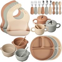 Service de vaisselle OEM personnalisé pour enfants en gros Bavoirs en silicone de qualité alimentaire Assiettes sans BPA Bols Tasses pour l'alimentation des bébés dans la cuisine