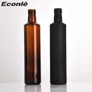 थोक 500 मिलीलीटर और 1 एल जैतून का तेल की बोतल मैट काले ग्लास जैतून की तेल की बोतल और सिरका बोतल 75cl