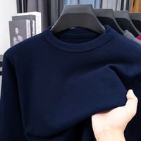 Pull en maille mélangée de nylon pour homme 6664, col rond, manches longues, décontracté, ample, couleur unie, chaud et doux pour l'automne