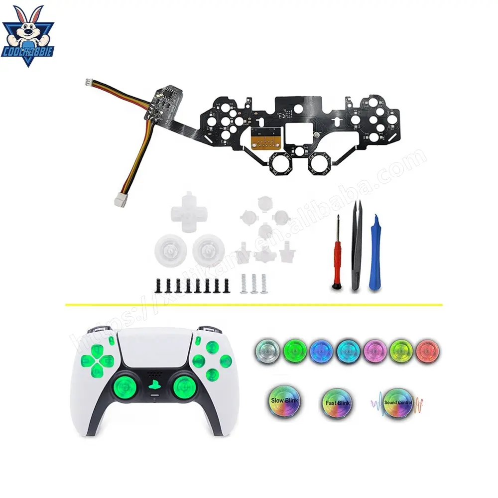 CoolRabbie P5 Controller Mod Kit LED Lighting Board DIY Kit Replacement Controller Buttons For PS5 Mod