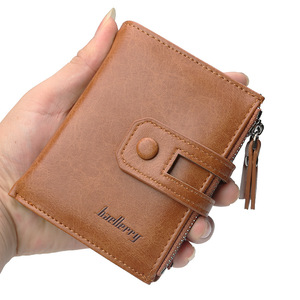 Baellerry <b>Men's</b> Short <b>Wallet</b> Brown Pu Leather Multifunctional Zipper With Card Slots Snap Clasp Everyday Use - Product Image 5