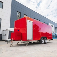 Camionnette à glaces mobile en acier inoxydable de 19,7 pieds à 4 roues avec bar mobile pour café, pizza, beignets, churros, pop-corn - Rouge, utilisation extérieure