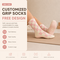Chaussettes de Pilates personnalisées avec grip antidérapant en silicone, logo personnalisé, chaussettes en coton premium pour studio de yoga et barre