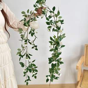 Artificielle Rose Vigne Décor Faux Fleur Vignes pour Chaise Emballage Climatiseur Chauffage Tuyau Couverture En Plastique Fleurs Guirlandes - Product Image 5