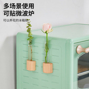 Solid Wood Refrigerator Magnet Magnetic Test Tube Hydroponic Vase Flower Arrangement Container Creative Wall Hanging Small Vase - Product Image 3