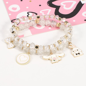 <b>Cute</b> Cartoon Rabbit Beaded <b>Bracelet</b> Gold Plated Women's Everyday Wear Jewelry - Product Image 3