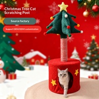 Arbre à chat de Noël avec structure d'escalade et griffoir, design compact, style mignon, jouet d'hiver pour chat, tapis en carton personnalisable