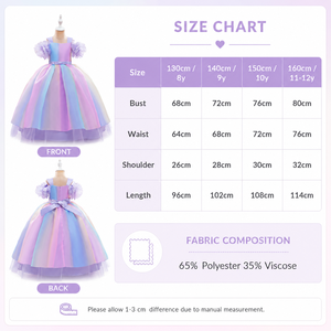 Vestido de Princesa Arcoíris <span class=keywords><strong>para</strong></span> <span class=keywords><strong>Niñas</strong></span> de 8 a 12 Años, Vestido de Fiesta Formal Personalizado OEM ODM, Vestido de Tul con Capas - Product Image 6