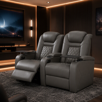 Canapé sectionnel moderne en cuir véritable avec six places inclinables électriques, sièges en mousse à mémoire de forme, cadre en bois extensible, pour salon