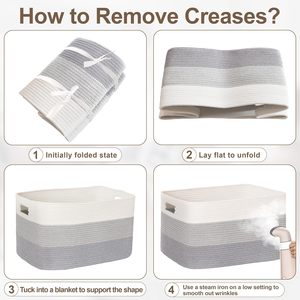 Panier <span class=keywords><strong>à</strong></span> <span class=keywords><strong>linge</strong></span> pliable en <span class=keywords><strong>corde</strong></span> tressée de 72 L avec poignées en cuir pour le salon - Product Image 6