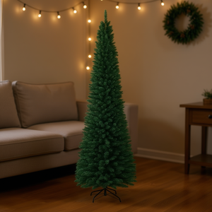 ต้นคริสต์มาสทรงดินสอขนาด 9 ฟุต ทำจาก PVC ดีไซน์เสมือนจริง พร้อมฐานตั้งในร่ม ประหยัดพื้นที่ - Product Image 2