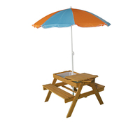Vente en gros de banc de table de pique-nique en bois massif détachable avec trou de parapluie personnalisé