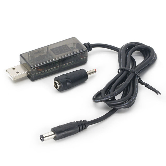 Cantell Dc Power Cable DC 5V to 9V 12V USB Step-up Cable with DC 3.5x1.35mm Male to Dc5.5*2.1 Female Adapter