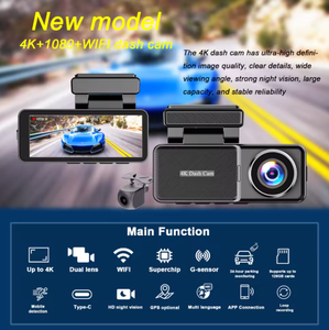 Telecamera per Auto 4K <span class=keywords><strong>2026</strong></span>, Mini <span class=keywords><strong>DVR</strong></span> con Wi-Fi, Doppia Lente Anteriore e Posteriore, Visione Notturna, Controllo App, Sensore G - Product Image 2