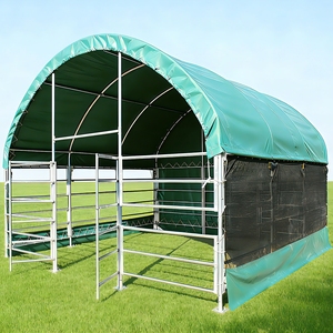Bâche verte anti-UV et haute résistance à la déchirure pour tente <span class=keywords><strong>de</strong></span> pâturage ronde pour chevaux, avec paroi arrière, pour l'alimentation et le repos des chevaux - Product Image 1