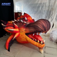 Ballon gonflable personnalisé en forme de tête de dragon rouge avec lumière LED pour affichage commercial